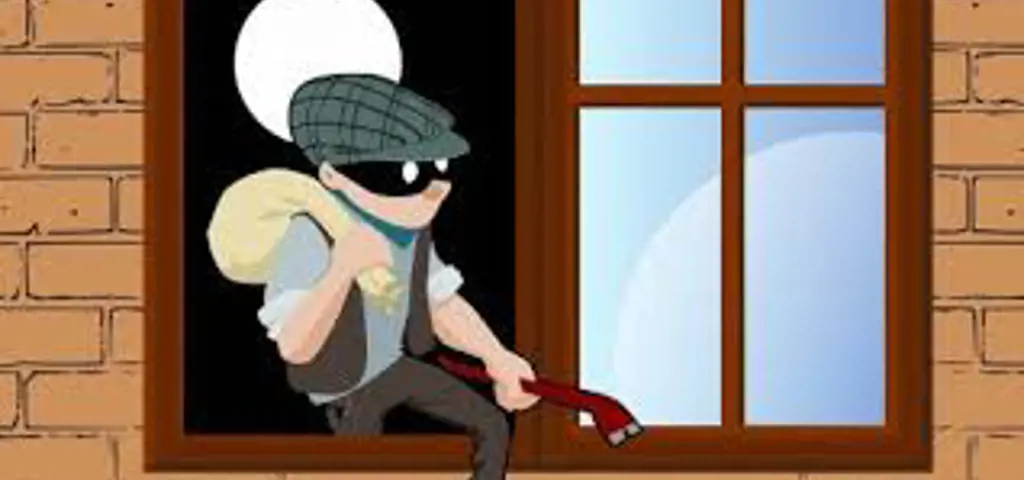 vignetta con ladro che fugge dalla finestra